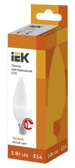 ნათურა შუქდიოდური C35 სანთელი 5ვტ 230ვ 3000კ E14 IEK - Image 3