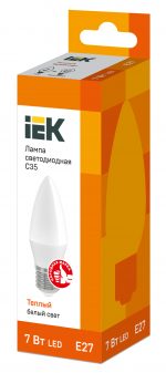 ნათურა შუქდიოდური C35  სანთელი 7ვტ 230ვ 3000კ E27 IEK - Image 3