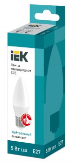 ნათურა შუქდიოდური C35 სანთელი 5ვტ 230ვ 4000კ E27 IEK - Image 3