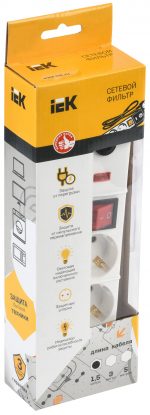 ქსელური ფილტრი СФ-03К-გამომრთვ. 3 ადგილი 2P+PE/1,5მეტრი 3х1მმ2 IEK - Image 2